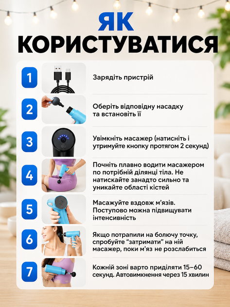 Электрический перкуссионный массажер пистолет для тела спины ног и шеи массажный аппарат для мышц ультракомпактный ударный ручной элегантный дизайн голубой - Фото 9 Электрический перкуссионный массажер пистолет для тела спины ног и шеи массажный аппарат для мышц ультракомпактный ударный ручной элегантный дизайн голубой - изображение 9