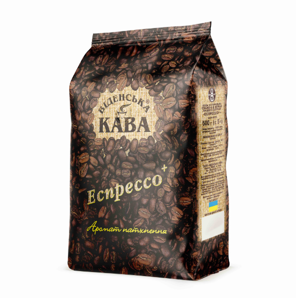 Кофе в зернах Виденська кава Espresso+ 500 г - Фото 1 Кофе в зернах Виденська кава Espresso+ 500 г - изображение 1