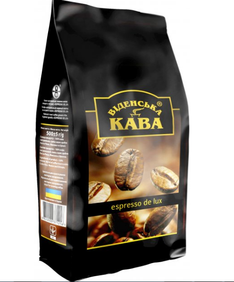 Кофе в зернах Виденська кава Espresso De lux 500 г - Фото 1 Кофе в зернах Виденська кава Espresso De lux 500 г - изображение 1