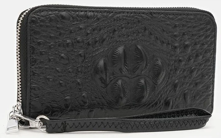 Жіночий шкіряний гаманець Borsa Leather для карт чорний натуральна шкіра місткий 54388 - зображення 2