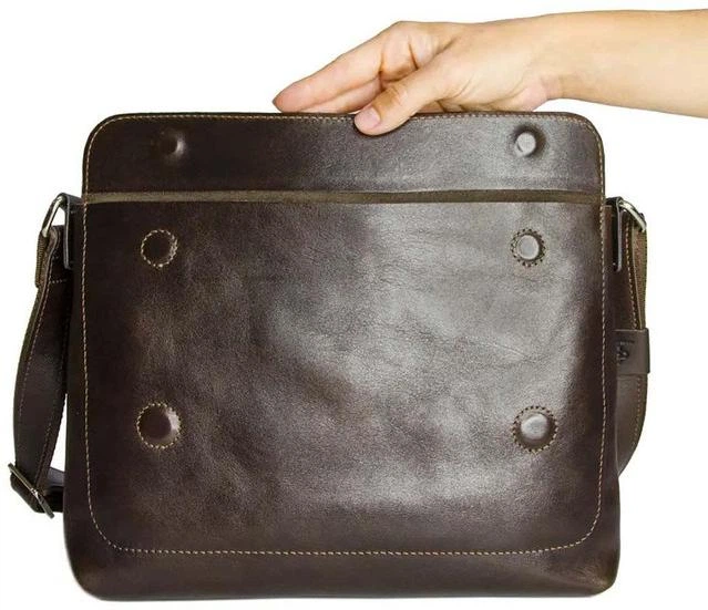 Мужская кожаная сумка-мессенджер Grande Pelle компактный crossbody с клапаном натуральная кожа 51376 - изображение 4