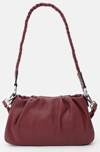 Жіноча шкіряна сумка Borsa Leather стильна бордова сумка через плече з натуральної шкіри 54200 - зображення 3