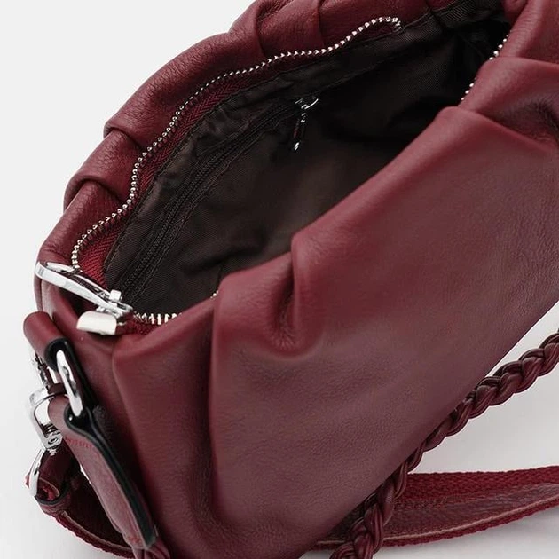 Жіноча шкіряна сумка Borsa Leather стильна бордова сумка через плече з натуральної шкіри 54200 - зображення 5