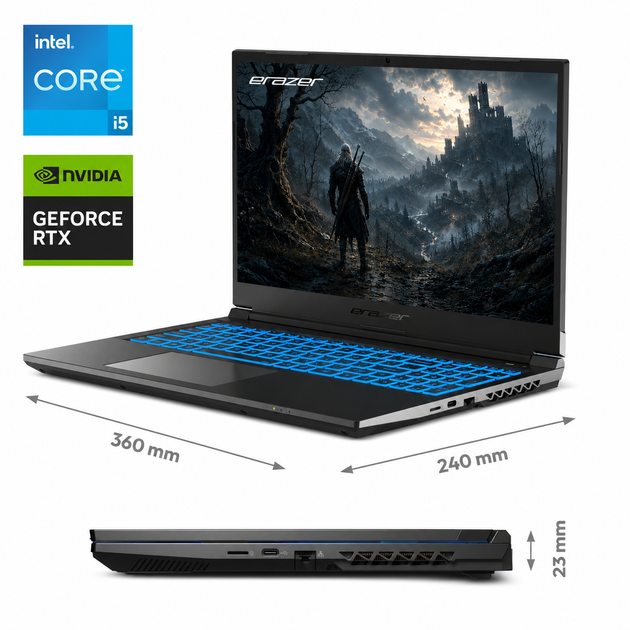 Ігровий ноутбук 15,6" Medion (Lenovo Group) Crawler E30e | Intel Core i5-12450H | IPS (1920x1080) FullHD 144 Гц | RAM 16 ГБ | SSD NVME 512 ГБ | RTX 2050, 4 ГБ | Intel UHD Graphics | Підсвітка клавіатури | Win11 (5317) - Уцінка - зображення 3