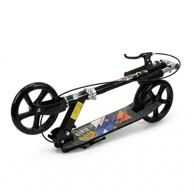 Самокат двухколесный складной со светящимися LED колесами 200 мм Scooter City Riding 671-2 Black-Yellow-Multicolor - зображення 6