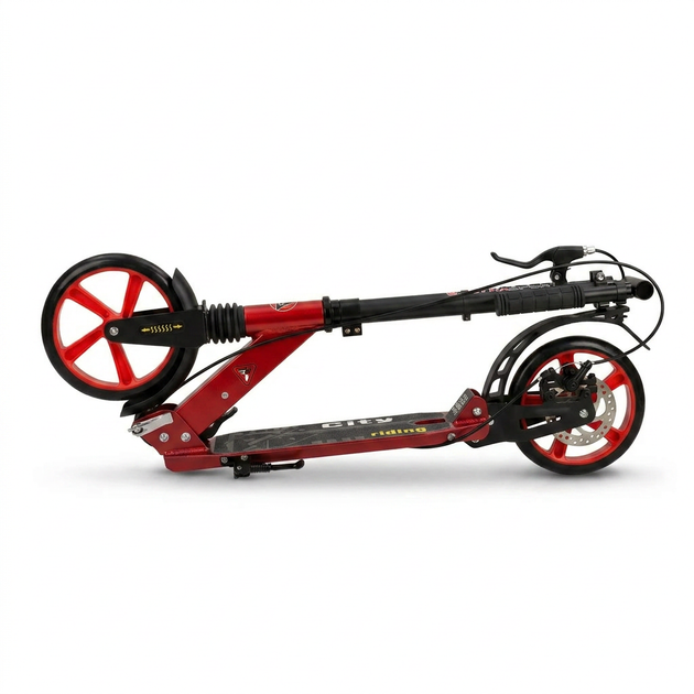 Самокат двухколесный складной с колесами 200мм и дисковым тормозом Scooter City Riding 659 Red-Black - зображення 5