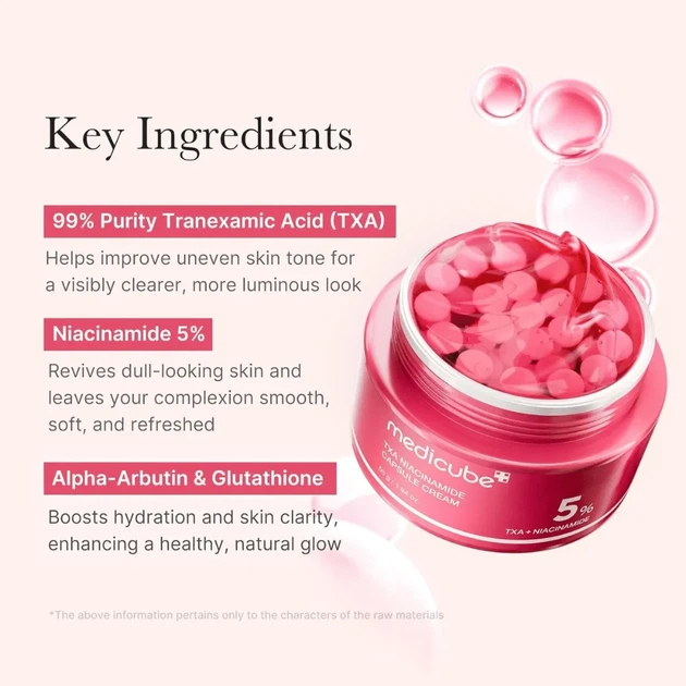 Крем для обличчя MEDICUBE TXA Niacinamide Capsule Cream 5% 55 g — освітлення пігментації, вирівнювання тону та сяйво шкіри - изображение 3