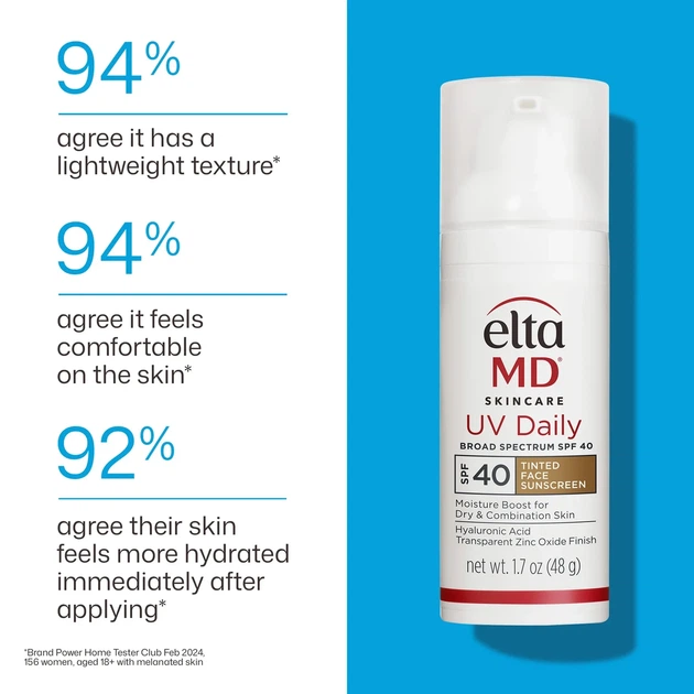 Тонований сонцезахисний крем ELTA MD UV Daily Tinted Face Sunscreen SPF40 48 г для зволоження та захисту шкіри - изображение 3