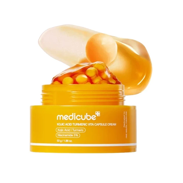 Крем для обличчя MEDICUBE Kojic Acid Turmeric Vita Capsule Cream 53 g — освітлення пігментації, вирівнювання тону та сяйво шкіри - изображение 5