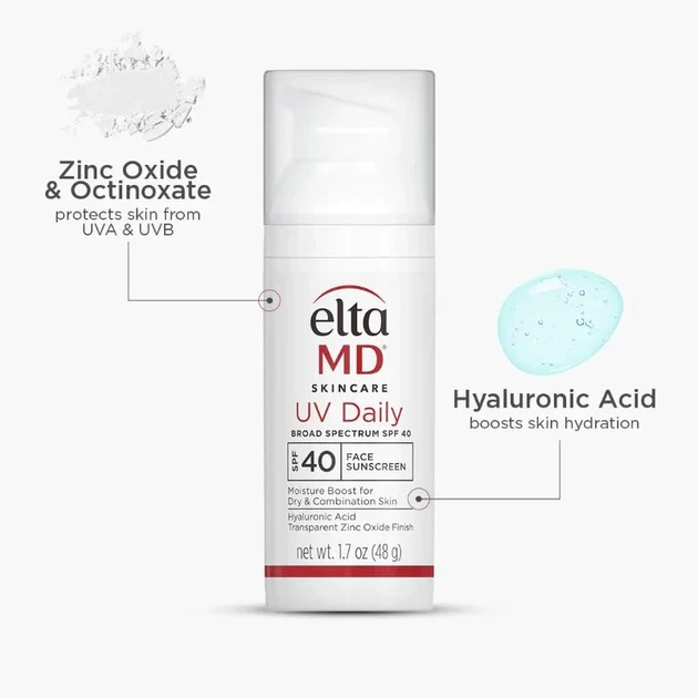 Сонцезахисний крем для обличчя ELTA MD UV Daily Face Sunscreen SPF40 48 г для зволоження та захисту шкіри - изображение 3