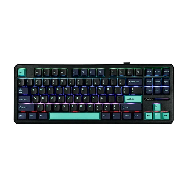 Беспроводная механическая клавиатура AULA F87 PRO Black, Graywood V3 Switch, 80%, RGB Подсветка (2.4G/Bluetooth/USB) - Фото 2 Беспроводная механическая клавиатура AULA F87 PRO Black, Graywood V3 Switch, 80%, RGB Подсветка (2.4G/Bluetooth/USB) - изображение 2