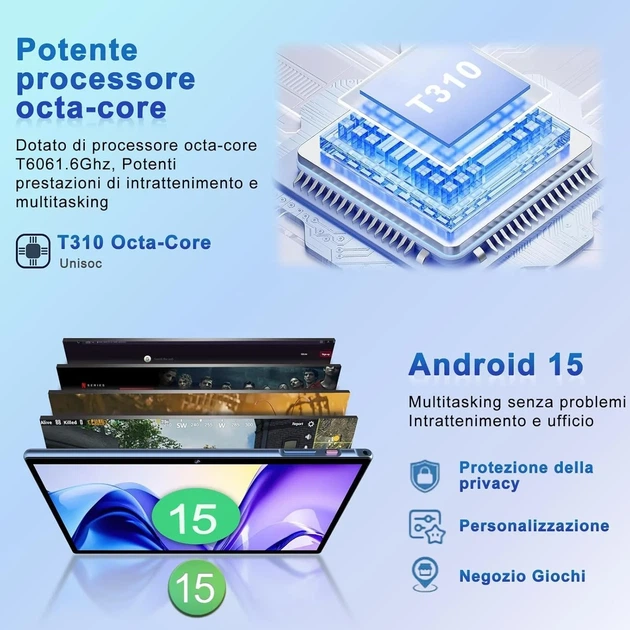 Планшет 10.1'' Biegedy B25 8+22/128Gb 8 ядер Android 15 8000 mAh Голубой (102181146) - Уценка - изображение 3