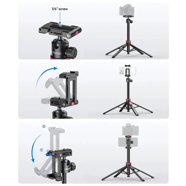 Штатив Ulanzi MT-44B 2-в-1 із Bluetooth-пультом чорний - Фото 3 Штатив Ulanzi MT-44B 2-в-1 із Bluetooth-пультом чорний - зображення 3