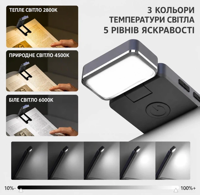 LED лампа для чтения аккумуляторная лампа-закладка для книги 3 режима света (White) - Фото 7 LED лампа для чтения аккумуляторная лампа-закладка для книги 3 режима света (White) - изображение 7