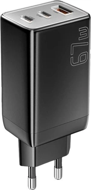 Мережевий зарядний пристрій ESSAGER Ranges 67W GaN 2xUSB-C + USB-A QC/PD Black (ECT67W-LJB01-Z) - зображення 3