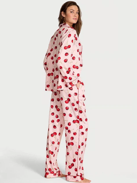 Піжама (сорочка + штани) Victoria's Secret Signature Satin Long Pajama Set ХS Regular Рожевий (27178576) - зображення 2