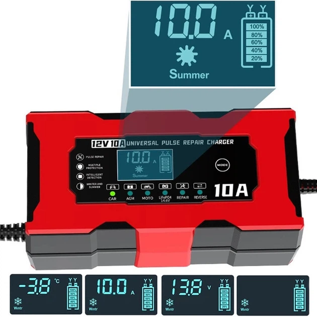 Зарядное устройство XJB1210-2 10A для аккумулятора 12/14.6V (для свинцово-кислотных AGM Гель LiFePO4) импульсное Smart + LCD - изображение 3