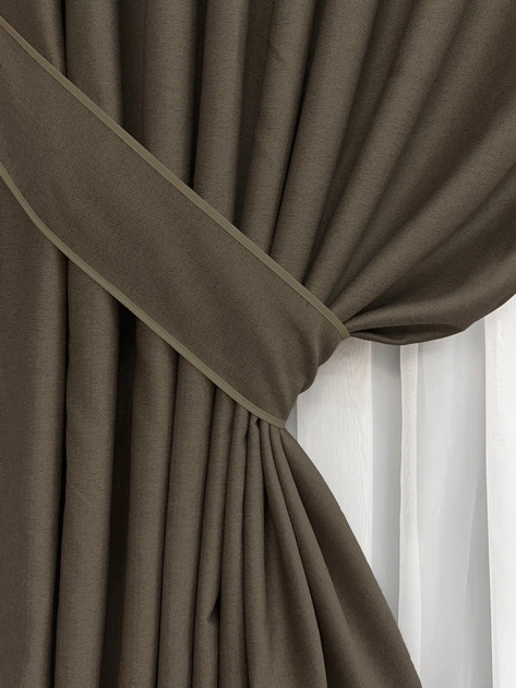 Комплект готовых штор VR-Textil Шенилл однотонный № 1591ш Кофейный 100х270 см 2 шт (31-007) - Фото 5 Комплект готовых штор VR-Textil Шенилл однотонный № 1591ш Кофейный 100х270 см 2 шт (31-007) - изображение 5