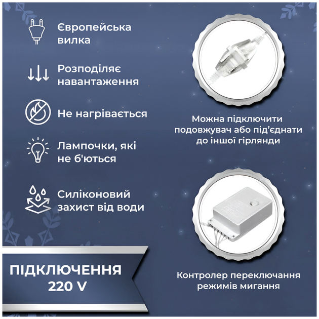 Гирлянда штора светодиодная 200LED 3х3м 8 режимов для дома Белый GarlandoPro HM-0690 - изображение 4