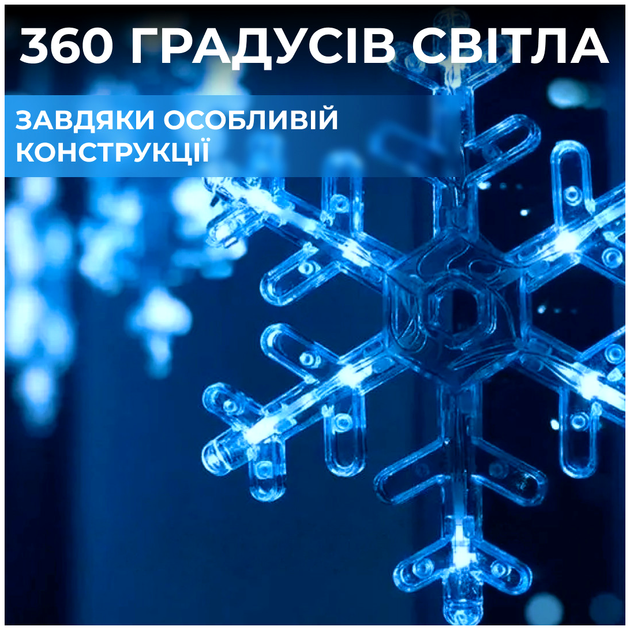 Гирлянда светодиодная штора 3х1 м 12 фигур для декора дома синий GarlandoPro HM-0710 - изображение 4
