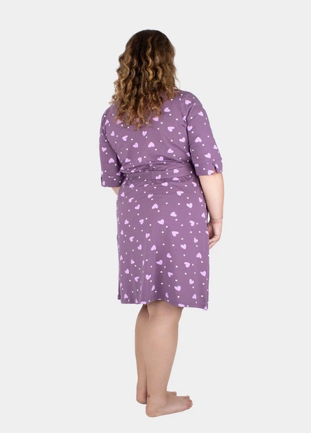 Халат жіночий Bahar ліловий в серця 5XL (артикул 3500-7) - Фото 3 Халат жіночий Bahar ліловий в серця 5XL (артикул 3500-7) - изображение 3