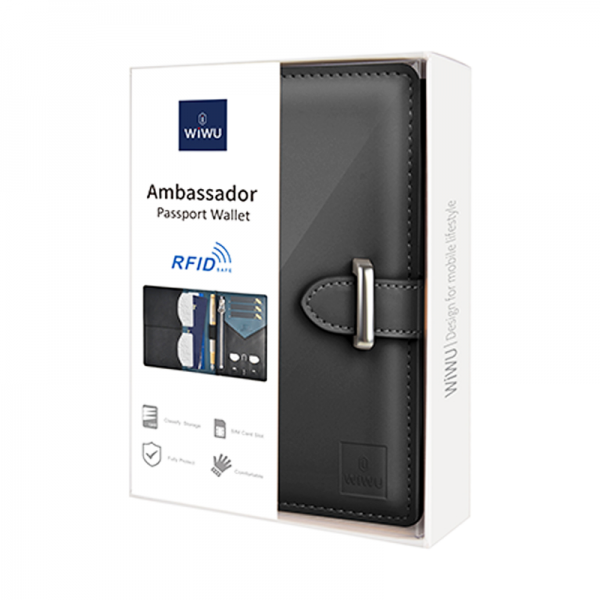 Чоловічий гаманець Wiwu Ambassador Passport Wallet Black - Фото 6 Чоловічий гаманець Wiwu Ambassador Passport Wallet Black - изображение 6