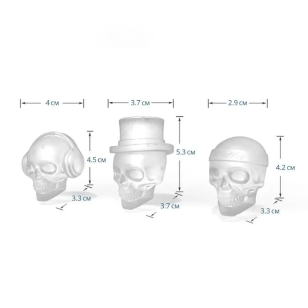 Силіконовий контейнер для льоду 3D Череп з кришкою лійкою та 6 комірками чорний (841029) - Фото 6 Силіконовий контейнер для льоду 3D Череп з кришкою лійкою та 6 комірками чорний (841029) - зображення 6