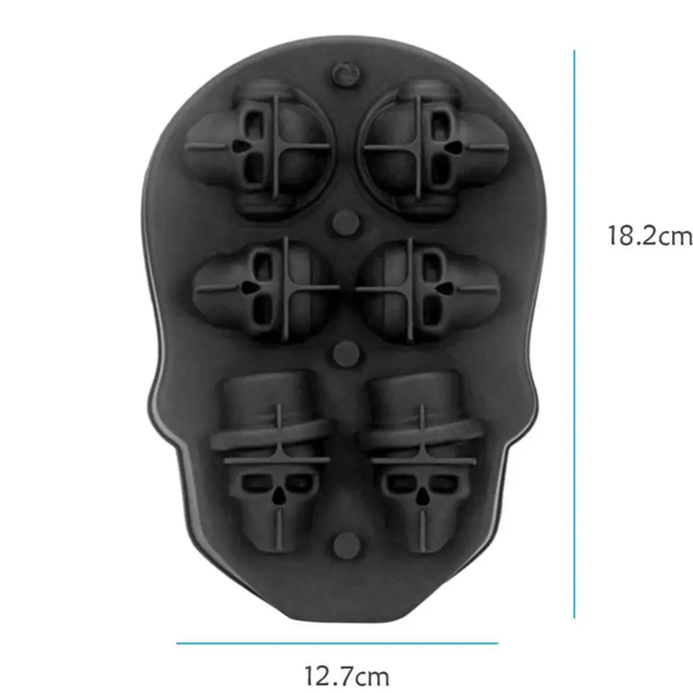 Силіконовий контейнер для льоду 3D Череп з кришкою лійкою та 6 комірками чорний (841029) - Фото 8 Силіконовий контейнер для льоду 3D Череп з кришкою лійкою та 6 комірками чорний (841029) - зображення 8