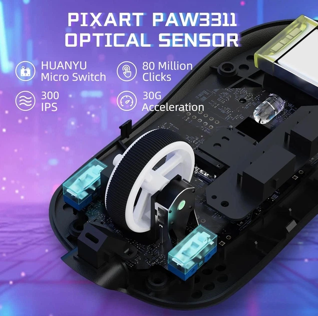 Комп’ютерна ігрова миша бездротова, SMAILWOLF M3 з акумулятором 2,4Гц + Bluetooth чорна - изображение 4