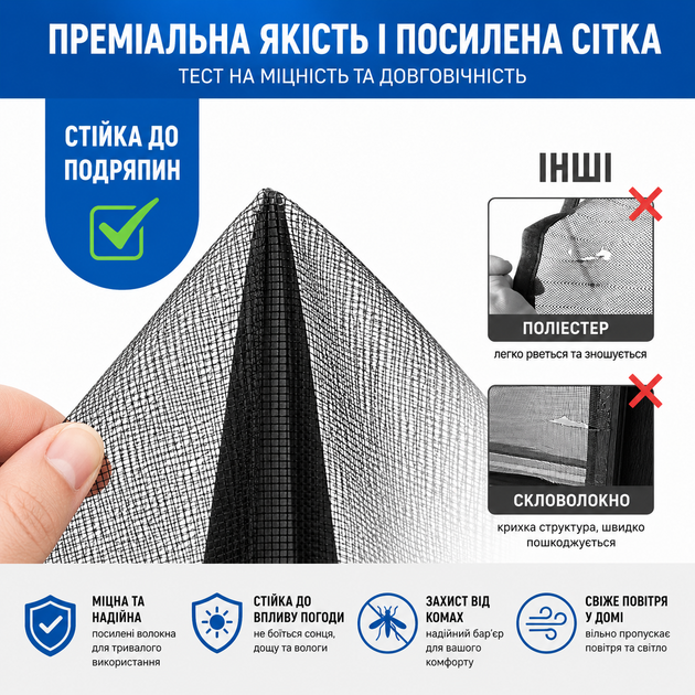 Москитная сетка на двери с магнитным закрытием 90 х 210 см - изображение 5