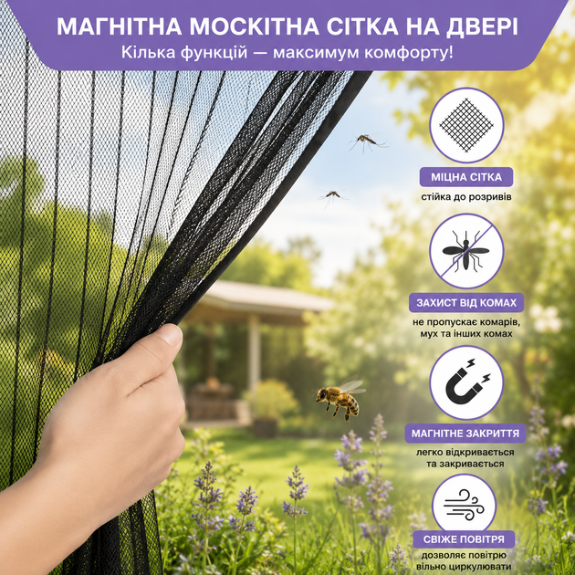 Москитная сетка на двери с магнитным закрытием 90 х 210 см - изображение 6