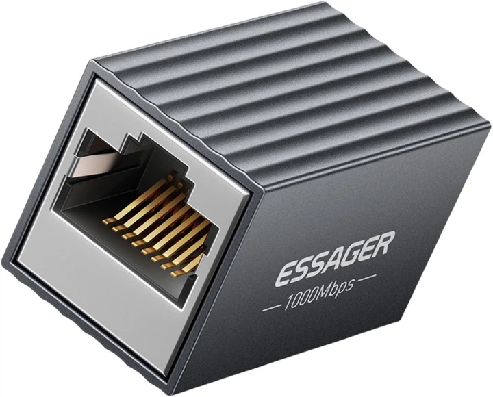 Соединитель витой пары ESSAGER Gigabit RJ45 Coupler Black (EZJRJK-XT0G-P) - изображение 2