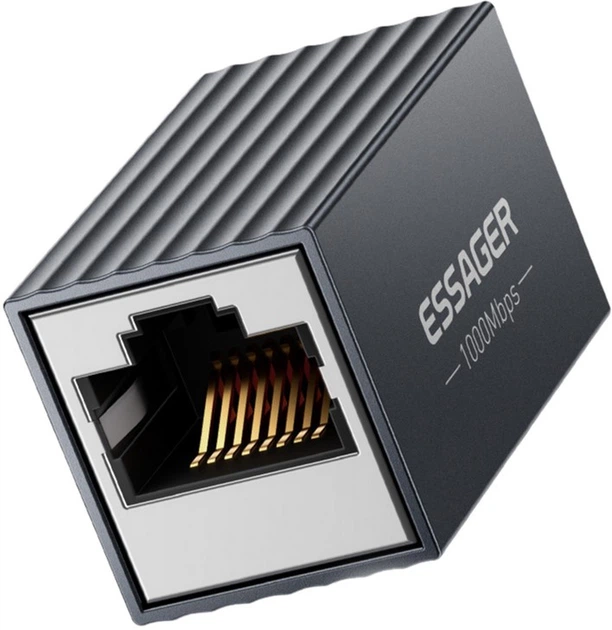 Соединитель витой пары ESSAGER Gigabit RJ45 Coupler Black (EZJRJK-XT0G-P) - изображение 4