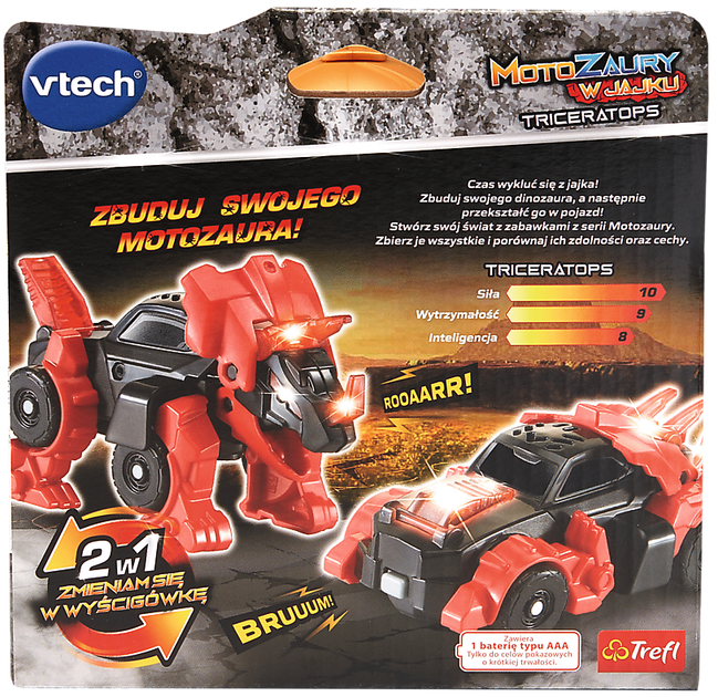 Interaktywna zabawka-transformer Vtech Motozaury Triceratops w jajku (62058) (5900511620580) - obraz 7