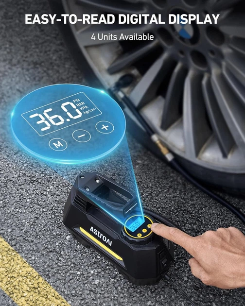 Автомобільний компресор AstroAI CZK-3631 12V з цифровим дисплеєм, автостоп, до 100 PSI - зображення 6