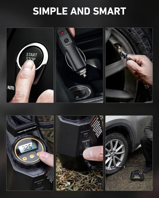 Автомобільний компресор AstroAI CZK-3631 12V з цифровим дисплеєм, автостоп, до 100 PSI - зображення 7