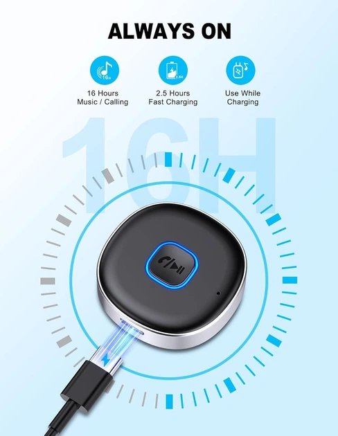 Bluetooth AUX адаптер Mohard J33 (Bluetooth 5.3) для авто и дома, ресивер 3.5 мм, hands-free, 16 год - изображение 7