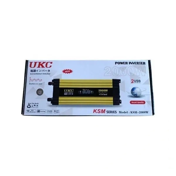 Інвертор напруги KSM 2000W 12V з LCD екраном та 2 USB портами, перетворювач 12 В у 220 В автомобільний - зображення 6