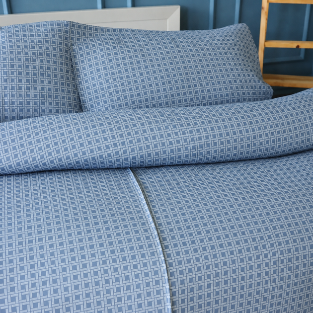 Простыня MirSon Полуторная 150х220 см 17-0975 Subtle Grid Ranforce Elite (2200013516743) - Фото 2 Простыня MirSon Полуторная 150х220 см 17-0975 Subtle Grid Ranforce Elite (2200013516743) - изображение 2