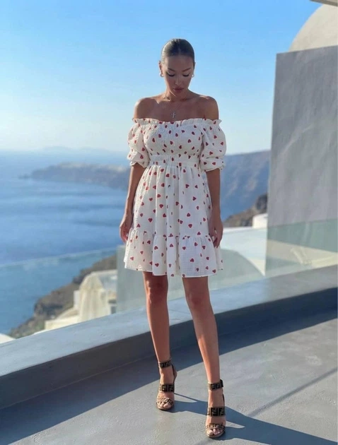 Платье из муслина с открытыми плечами 201-2, 42-44 - Фото 2 Платье из муслина с открытыми плечами 201-2, 42-44 - изображение 2