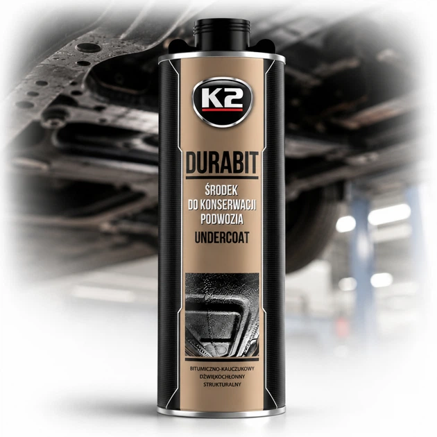 Антикорозійне захисне покриття днища автомобіля К2 DURABIT UNDERCOAT 1л Антигравій (під пульверизатор-пістолет) Чорний (L325) - Фото 1 Антикорозійне захисне покриття днища автомобіля К2 DURABIT UNDERCOAT 1л Антигравій (під пульверизатор-пістолет) Чорний (L325) - изображение 1