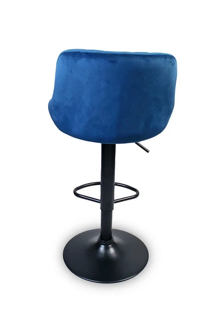 Барный стул Hoker TOLEDO VELVET Синий-велюр, 46х36х106 см - регулируемое строение, поворотное сиденье - изображение 5