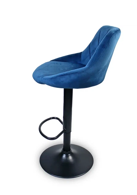 Барный стул Hoker TOLEDO VELVET Синий-велюр, 46х36х106 см - регулируемое строение, поворотное сиденье - изображение 8