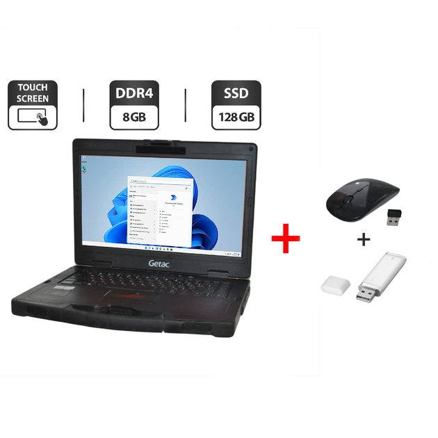 Напівзахищений ноутбук Getac S410 G2 / 14" (1366x768) TN Touch / Intel Core i5-8250U (4 (8) ядра по 1.6 - 3.4 GHz) / 8 GB DDR4 / 128 GB SSD / Intel UHD Graphics 620 / LTE / Windows 11 Pro б/в + Подарунок Бездротова миша + флеш-накопичувач USB 32 GB - Фото 1 Напівзахищений ноутбук Getac S410 G2 / 14" (1366x768) TN Touch / Intel Core i5-8250U (4 (8) ядра по 1.6 - 3.4 GHz) / 8 GB DDR4 / 128 GB SSD / Intel UHD Graphics 620 / LTE / Windows 11 Pro б/в + Подарунок Бездротова миша + флеш-накопичувач USB 32 GB - зображення 1
