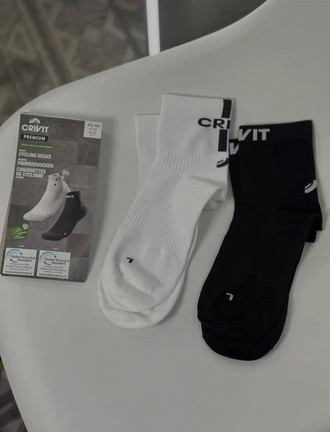 Чоловічі трекінгові шкарпетки Crivit спортивні 2 пари в наборі для активного відпочинку короткі чорний з білим 43 - Фото 1 Чоловічі трекінгові шкарпетки Crivit спортивні 2 пари в наборі для активного відпочинку короткі чорний з білим 43 - зображення 1