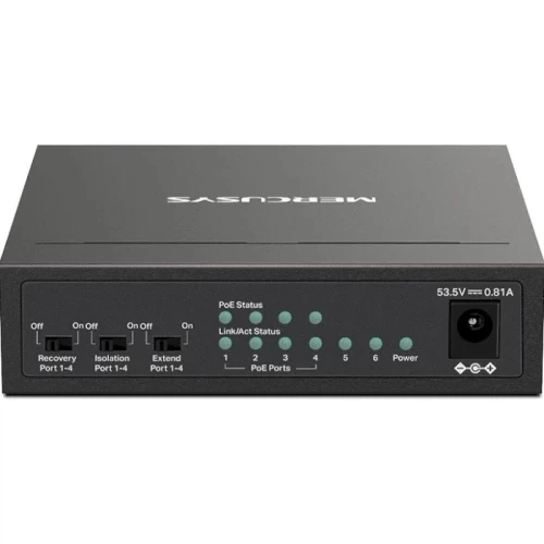 Коммутатор MS106LP, Black, LAN 10/100/1000Mb, 4 порта PoE+ Mercusys 000349488 - изображение 3
