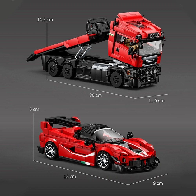 Конструктор 12GO 95002 Автовоз з причепом і спортивним автомобілем Technic, 1728 деталей - Фото 4 Конструктор 12GO 95002 Автовоз з причепом і спортивним автомобілем Technic, 1728 деталей - зображення 4