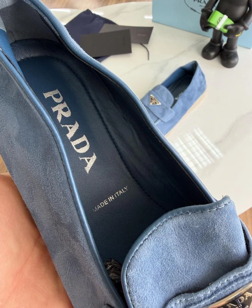 Лофери Prada Triangle Logo Suede Blue 45 - изображение 5