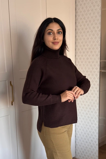 Светр INEDIT 10626 Dark-Brown ONE SIZE - зображення 2