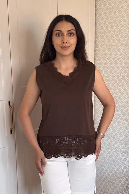Футболка INEDIT 50052 Brown ONE SIZE - Фото 1 Футболка INEDIT 50052 Brown ONE SIZE - зображення 1